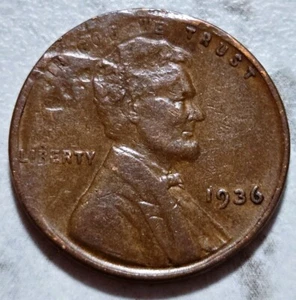 1936 P U.S. Lincoln Wheat Penny Strike Through Error BIN201 - Picture 1 of 6
