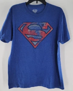 DC Comics Superman Distressed Logo Blue Men's T-shirt Size Large - Picture 1 of 4