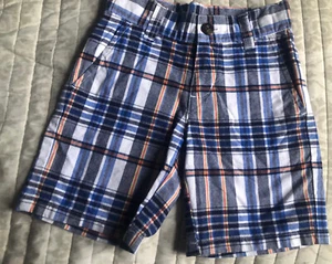 Janie and Jack Toddler Boys Adjustable Waist Blue Plaid Shorts sz 2T - Picture 1 of 6