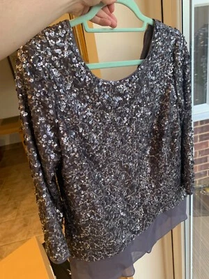 CLEARANCE: COAST RRP 79£ NWT grey & silver sequin top, Size 12 special occasion - Image 1 of 4