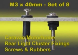 8 x Wohnwagen/Wohnmobil M3 Gummitülle & Schraube für Rücklichtcluster 40mm - Bild 1 von 5