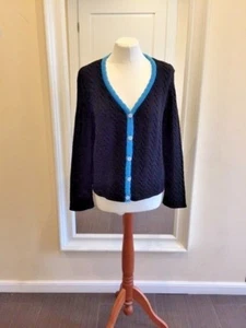 Strickjacke Jacke Cardigan Baumwolle Damen schwarz türkis Gr.  46 Neu - Bild 1 von 4