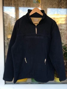 Thomas Burberry Vintage 1/3 Zip Fleece Jacket Navy Big Logo Rare Size L - Picture 1 of 16