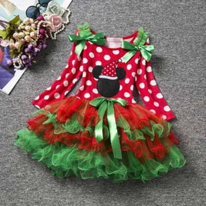 NUOVO abito tutù natalizio Minnie bambina maniche lunghe - Foto 1 di 10