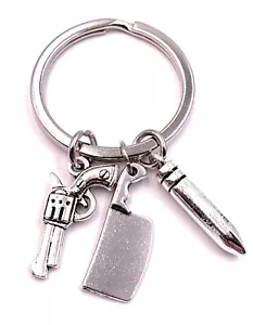 Schlüsselanhänger Pistole Messer Patrone Crime Metall Anhänger Charm - Bild 1 von 1