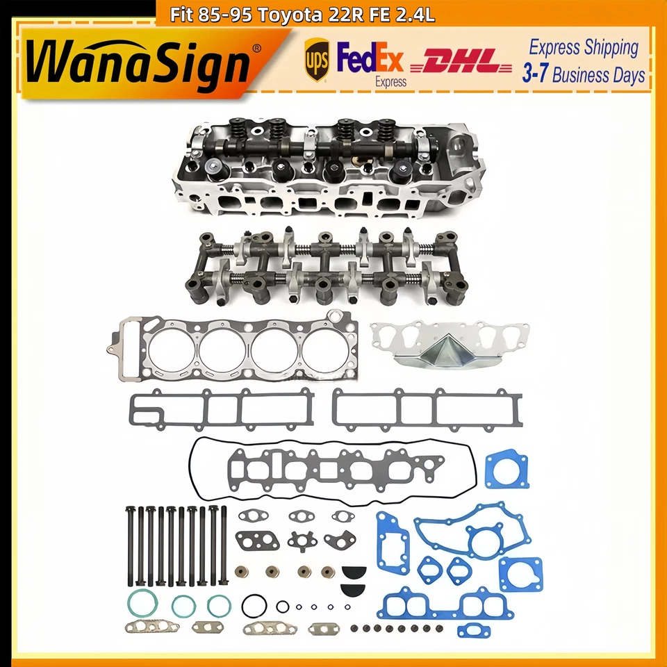 Cylinder Head Rocker Arm Head Gasket Set w/ Bolts Fit 85-95 Toyota 22R FE 2.4L - Image 1 of 4