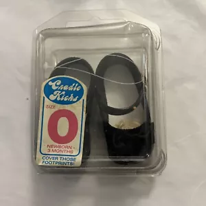 Vintage Cradle Kicks Size Black Shoes With Package Newborn-3months - Picture 1 of 4