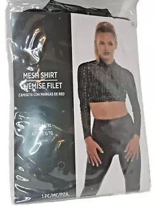Black Mesh Green Binary Code Neon Shirt Women's Adult L/XL Halloween Costume New - Picture 1 of 7