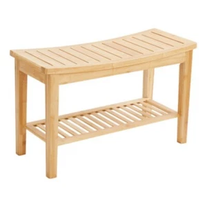 Home Bamboo wood lengthened bamboo bathroom stool non-slip thick bathroom bench - Picture 1 of 7