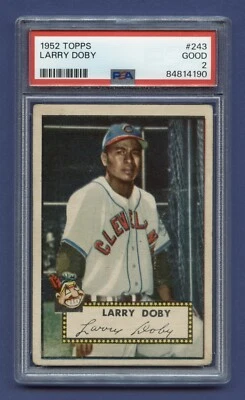 Larry Doby 1952 PSA 2 Good Topps Hof Cleveland Indians color al ras (#243) RZC Foto 1 de 3