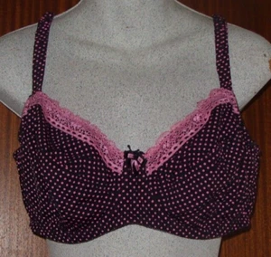 Beautiful Ladies Black with Pink Spots Non Padded and Underwired Bra - Size 40DD - Picture 1 of 2