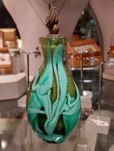 Italian vintage scent bottle blue green Murano Aventurine retro stunning rare - Picture 1 of 7