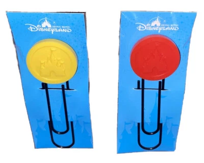 *Hong Kong DISNEYLAND*HKDL Resort*PAPER CLIPS*YELLOW & RED*Promotional*LOT of 2* - Imagem 1 de 4
