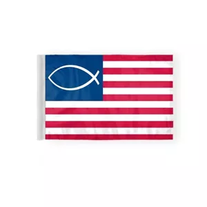 6"x9" Jesus Fish American Religious Motorcycle Flag For 3/8 Mount Pole 2-Sided - Picture 1 of 1