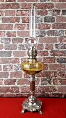 Ancienne lampe à pétrole vintage déposé 175 verre régule France complète - Photo 1/4