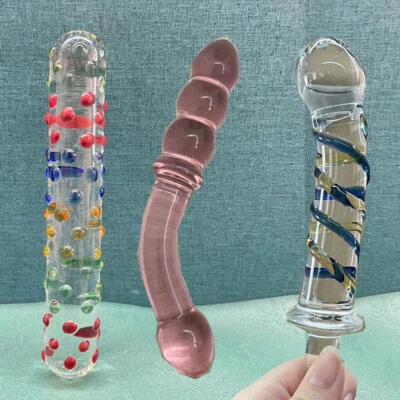 Consolador de cristal punto G varita anal tapón trasero masajeador vaginal juguetes sexuales para mujeres Foto 1 de 4