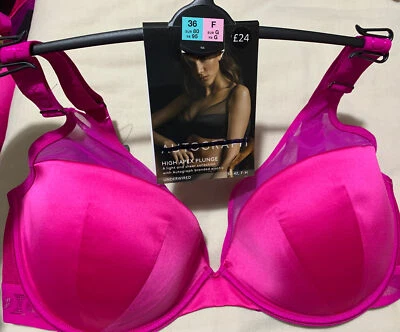 MARKS AND SPENCER Reggiseno M&S AUTOGRAFO TIVOLI MAGLIA SOTTOFILATO ALTO APICE IMMERSO in FUCSIA taglia 36F