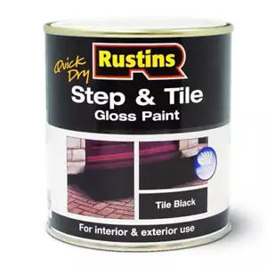 Black Gloss Step and Tile Floor Paint Rustins Quick Dry 250ml For Stone & Brick - Picture 1 of 3