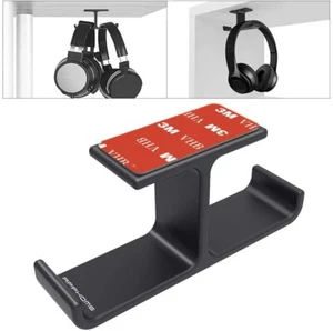 Headphone Holder Stand Hanger Hook Aluminum Stick-On 3M Adhesive Under Desk Dual - Picture 1 of 7