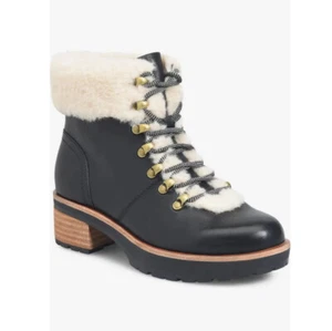 NIB Kork-Ease Winslet Lace-Up Shearling Trim/Leather Bootie US 9.5/EUR 41 Black - Picture 1 of 20