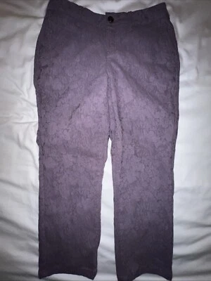 Simply Vera Vera Wang Cropped Chino Pants Women's 6 Purple Solid Floral Pattern - Image 1 of 4