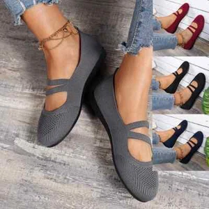 NEU Damen Ballerinas Slip On Knit Kleid Schuhe Pumps Schuhe Runde Zehe Komfort - Bild 1 von 10