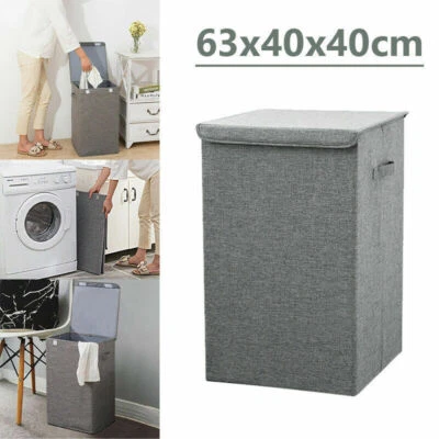 100L Groß Wäschekorb mit Deckel Wäschesammler Wäschebox Wäschetonne Wäschesack - Bild 1 von 4