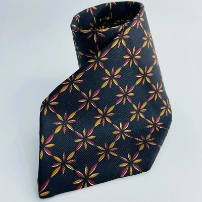 Corbata HAROLD POWELL 100 % Seda Para Hombre Diseñador EE. UU. FLORAL Negra Dorada Multi Usada en Excelente Condición Foto 1 de 4