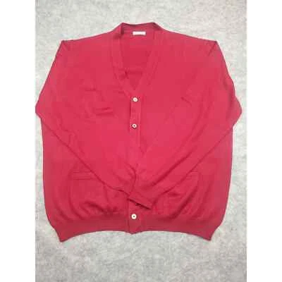 Gran Sasso Men's Virgin Wool Red Cardigan V-neck Button Front Italian Made Cozy - Image 1 of 4
