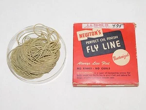 VINTAGE FISHING NEWTON'S No. 1 F STREAMLINE PERFECT OIL FINISH FLY LINE IN BOX - Picture 1 of 10