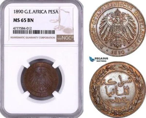 AE956, German East Africa, Pesa 1890, NGC MS65BN - Picture 1 of 1