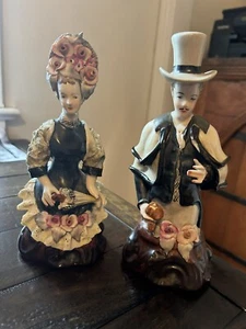 Vintage Corday Porcelain French Victorian Figurines in Formal Dress - Picture 1 of 12
