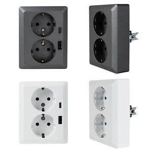 2-fach Steckdose für 1x UP-Dose, Unterputz Doppel-Steckdose 2er 230V Strom Dose - Bild 1 von 20