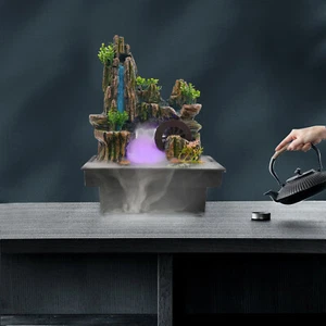 Indoor LED Waterfall Desktop Fountain Atomizer for Home Office Meditation Decor - Picture 1 of 18