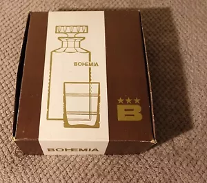 Bohemia Crystal Whiskey Decanter SET w stopper 7 Piece Set w/ Box VINTAGE Czech - Picture 1 of 11