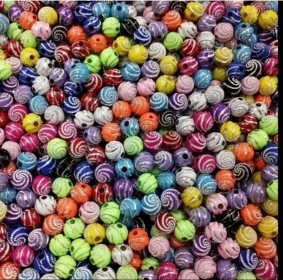300 x 8mm Mixed Colour Spiral Patterned Round Rhinestone Inlaid Acrylic Beads - Image 1 of 3