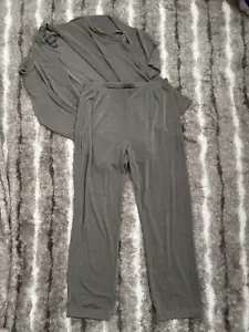 Chico's Additions Cardigan Sweater Pants Twin Set in Gray Size 2 Large - Picture 1 of 8