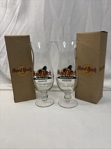 Hard Rock Cafe Hurricane Glass HOUSTON 22oz 9.25" (Set Of 2) Gift Boxes - Picture 1 of 5