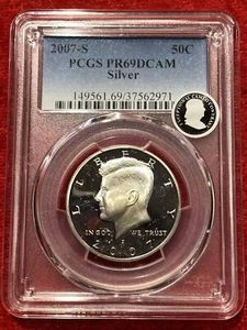 2007-S SILVER KENNEDY HALF DOLLAR PCGS PR69 DCAM - Picture 1 of 2
