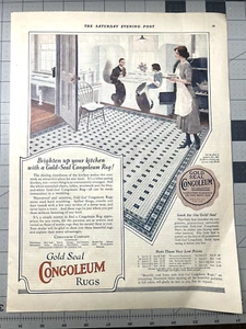 Stampa Vintage Ad 1924 Sigillo Oro Congoleum Tappeti Colore Annuncio 10,5""x13"" (A) - Foto 1 di 2