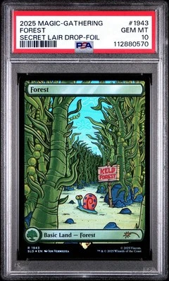 2025 MTG SECRET LAIR X SPONGEBOB SQUAREPANTS FOREST FOIL PSA 10 GEM MINT - Image 1 of 2