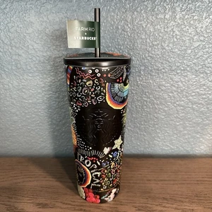 Starbucks Farm Rio Summer 2025 Black Rainbow Tropical 24oz Cold Cup Tumbler BNWT - Picture 1 of 5