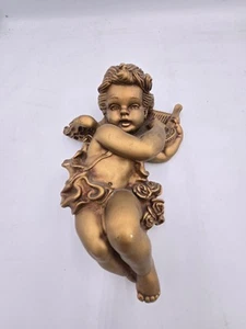 1966 Universal Statue Cherub Wandbehang #302 Gold Amor Harfe Mcm Vintage - Bild 1 von 14
