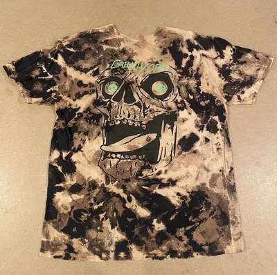 Men's Short Sleeve Crew Neck Carnivore Night Gallery Skull Bleach Tie Die - Image 1 of 4