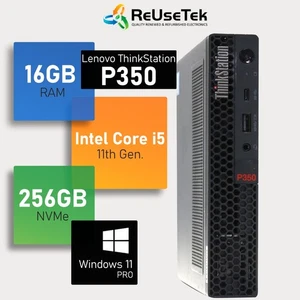 Lenovo ThinkStation P350 Tiny Intel i5-11500T 16GB/256GB NVMe Win 11 Quadro T600 - Picture 1 of 17