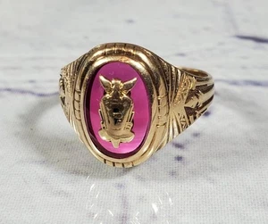 1951 10K Gelbgold echter Karneol Stein HS Klasse Ring Gr. 7 - 4,93 Gramm - Bild 1 von 4