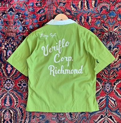 Camisa de trabajo de algodón Nat Nast de la década de 1950 Veriflo Corp Richmond punto de cadena 36 verde VNDS Foto 1 de 4