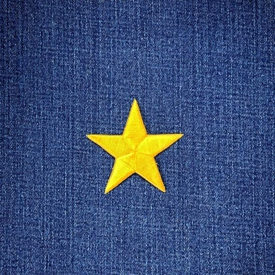 Yellow Star Applique Patch - Embroidered Iron On Badge 2.25" - Image 1 of 2