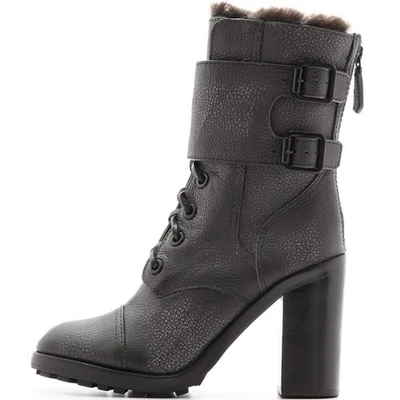 Botín Tory Burch Broome 100 mm Tacón Borde Piel de Oveja Irlandés Gris Carbón 7 Foto 1 de 4