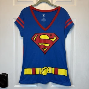 Superman Damen Shirt Größe Extra Large 15/17 abnehmbares Cape blau rot DC Comics - Bild 1 von 11